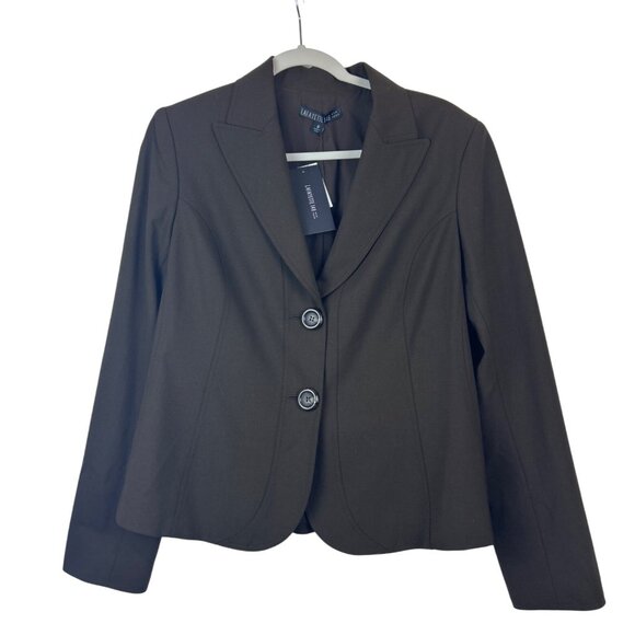 NWT Lafayette 148 New York Women Espresso Brown Wool Two-Button Blazer Jacket 10 - Picture 4 of 16